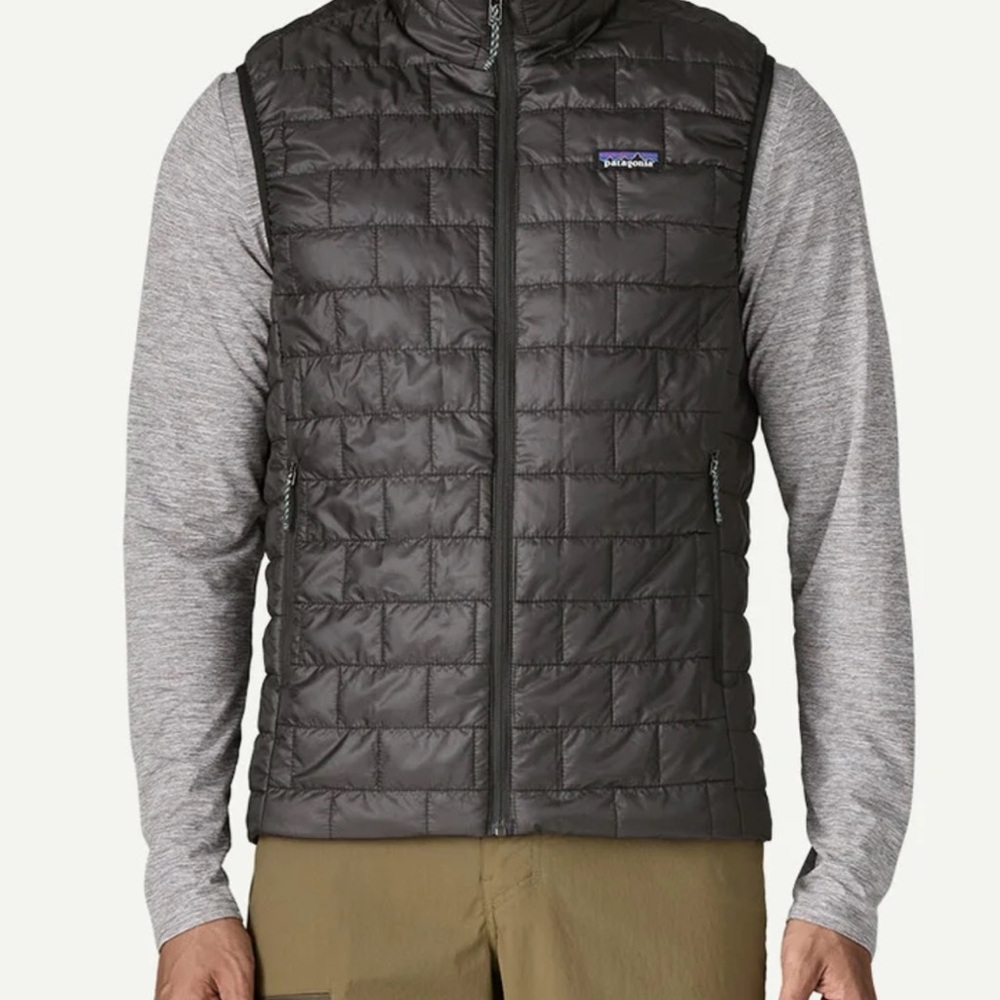 Patagonia Men’s Black Quilted Vest with Chest Logo